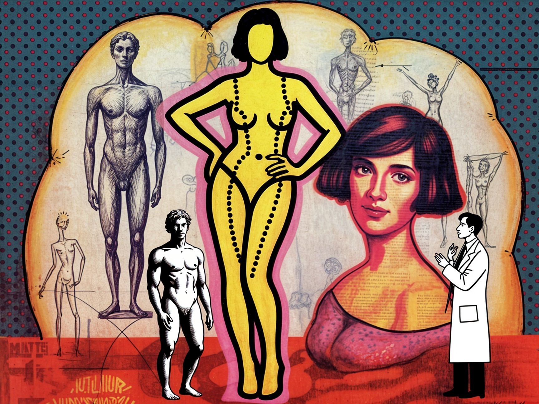 Collage of Artistic Figures and Anatomical Themes