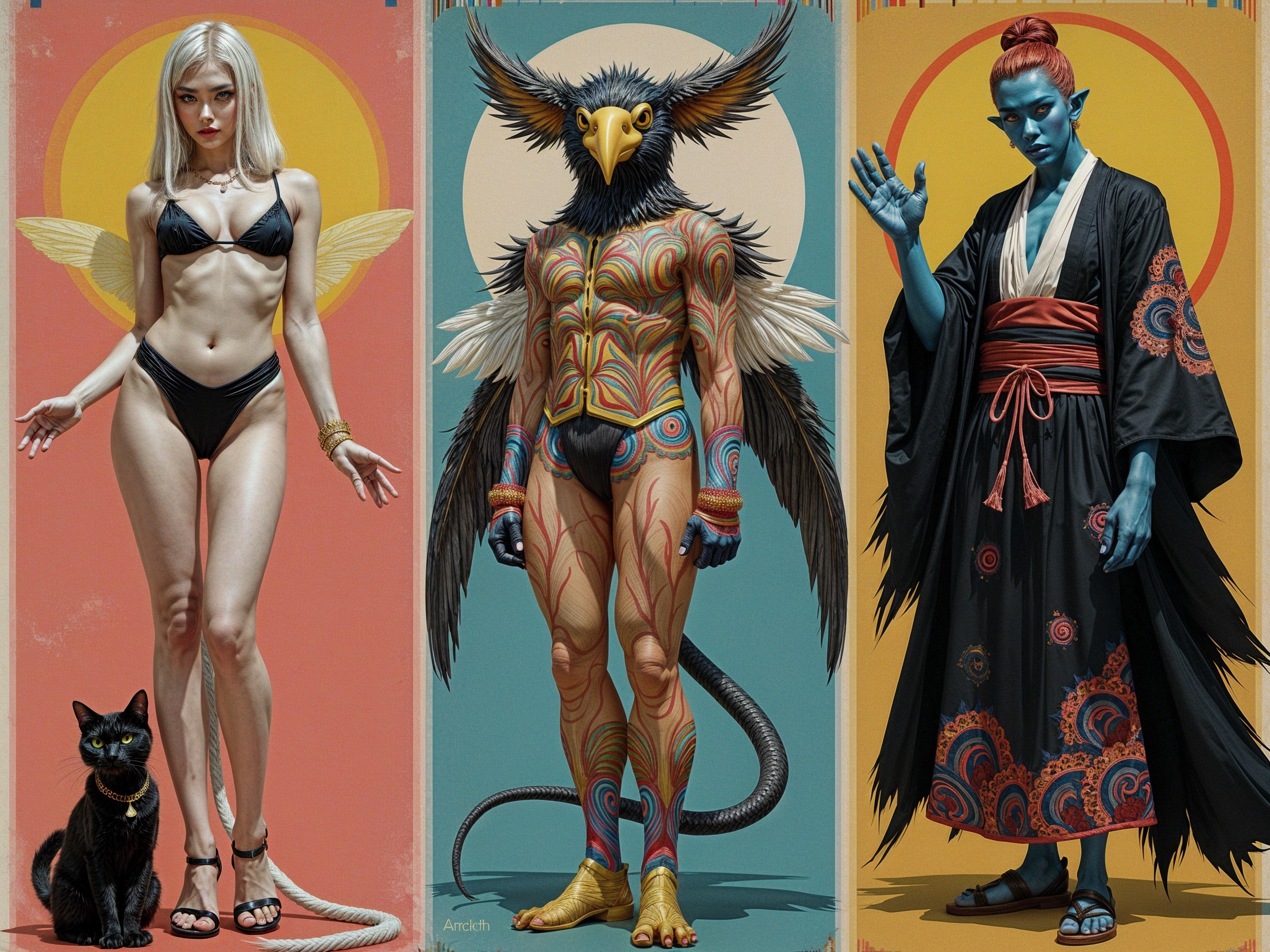 Three Unique Characters in Vibrant Fantasy Setting