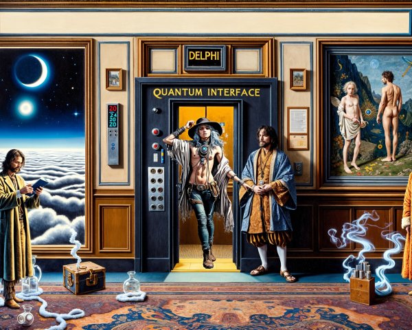 Surreal Room with Quantum Interface Elevator Scene