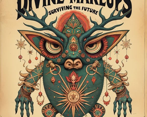Mythical Creature with Teal Skin and Antlers