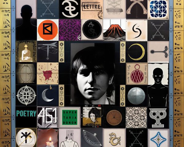 Grid of 6x6 Tiles Surrounding Central Portrait