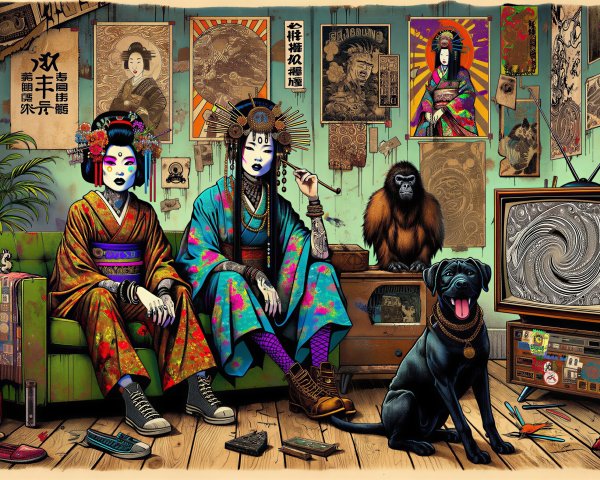 Japanese Art Meets Pop and Cyberpunk in Unique Room