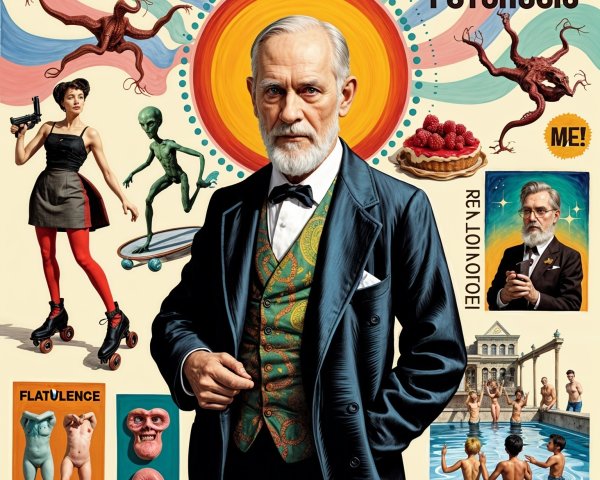 Vibrant Collage with Eclectic Imagery and Characters