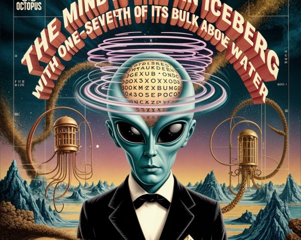 Stylized Alien in Tuxedo with Surreal Backdrop