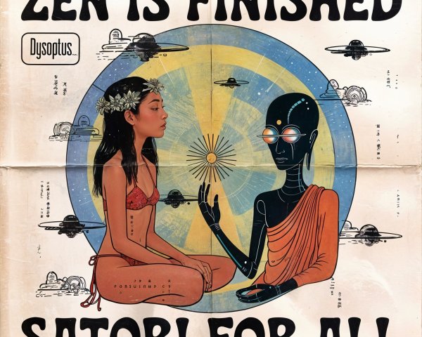 Colorful Artwork of Woman and Alien in Cosmic Scene