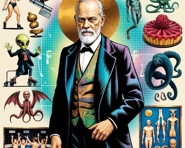 Stylized Collage of an Older Man in Tuxedo with Halo