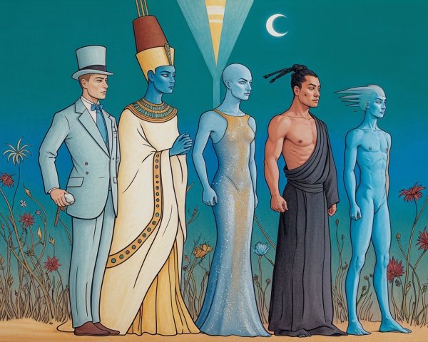 Figures Representing Diverse Cultures Against Colorful Background