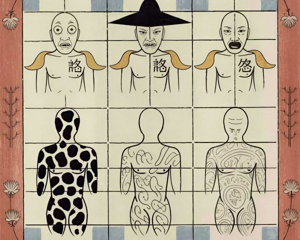 Folk Art Illustration of Human Torsos in Grid Format