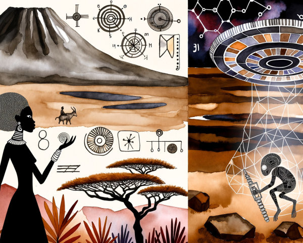 Split Scene of Nature and Alien Encounter Illustration