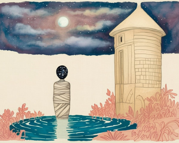 Dreamy Landscape with Starry Sky and Tranquil Pool
