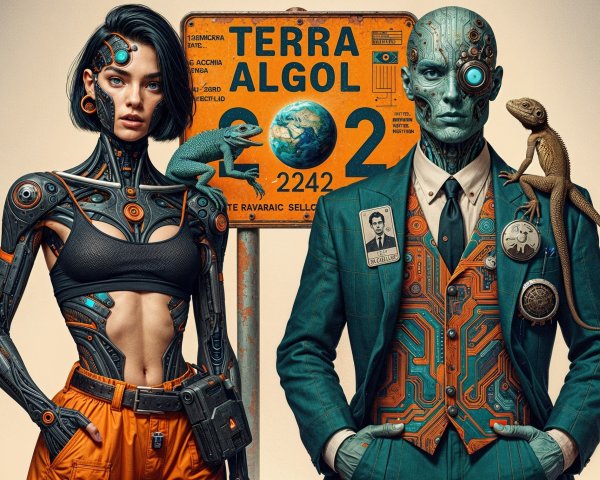 Futuristic Cybernetic Woman and Robotic Humanoid Scene