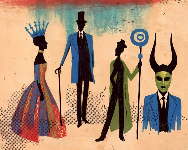 Stylized Illustration of Four Colorful Figures