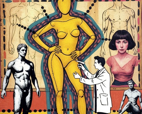 Colorful Collage of Human Anatomy and Figures