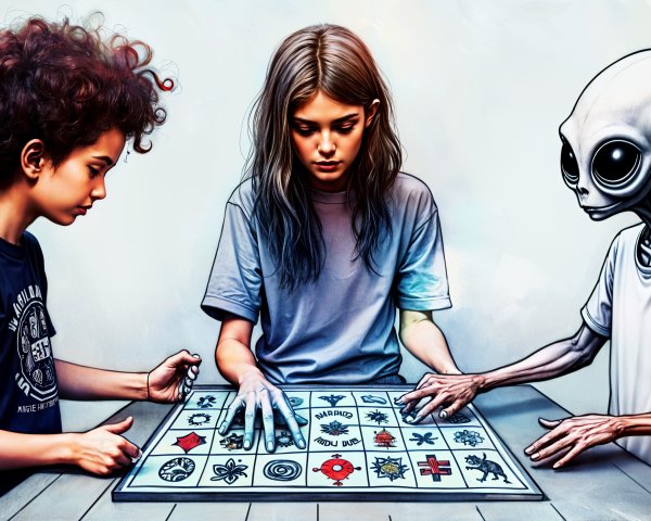 Three Figures Engaged in a Game at a Table