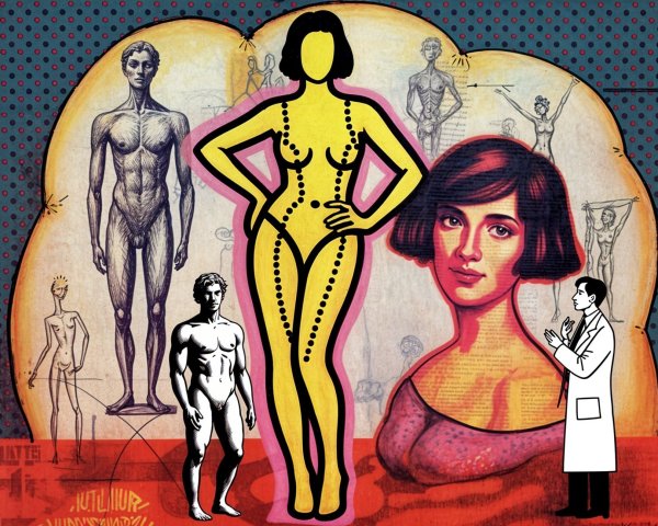Collage of Artistic Figures and Anatomical Themes