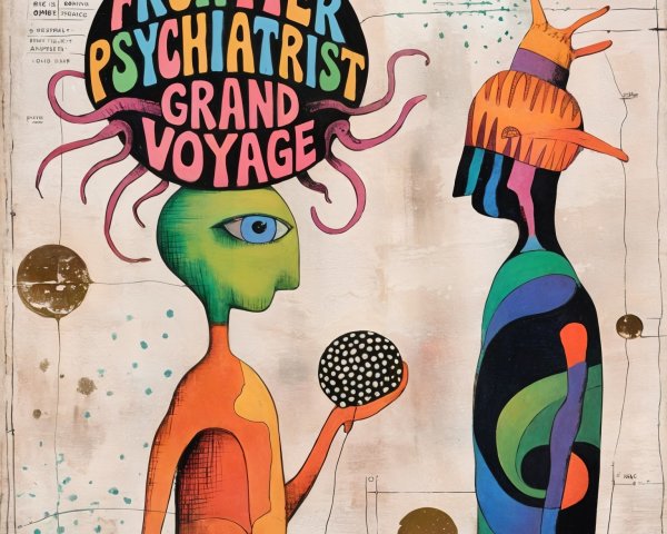 Surreal Dialogue Between Two Stylized Figures
