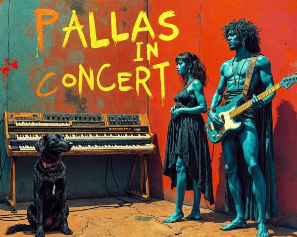 Surreal Concert Scene with Blue-Skinned Musicians