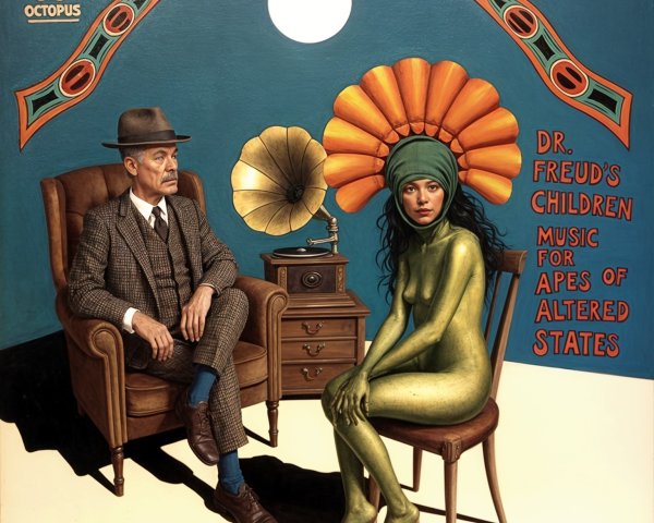Vintage Artwork of Man and Woman with Gramophone