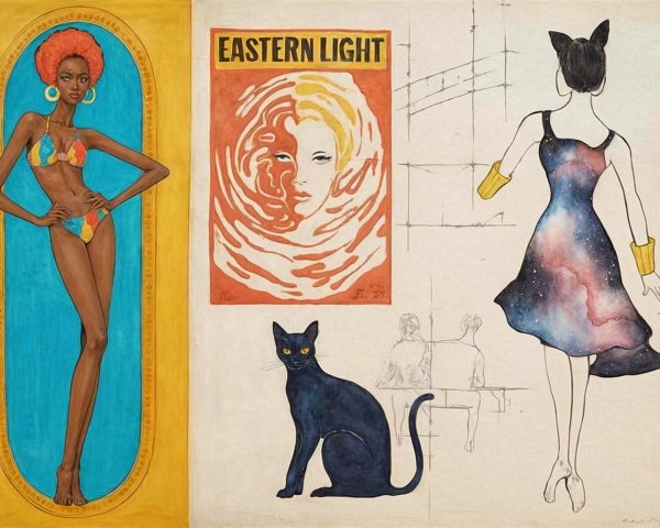 Split Composition of Fashion and Cosmic Design Elements