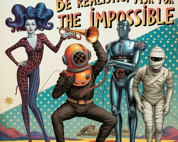 Retro Illustration of Diverse Quirky Characters