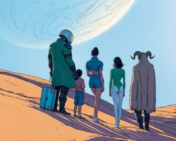 Five Diverse Characters in a Sci-Fi Landscape