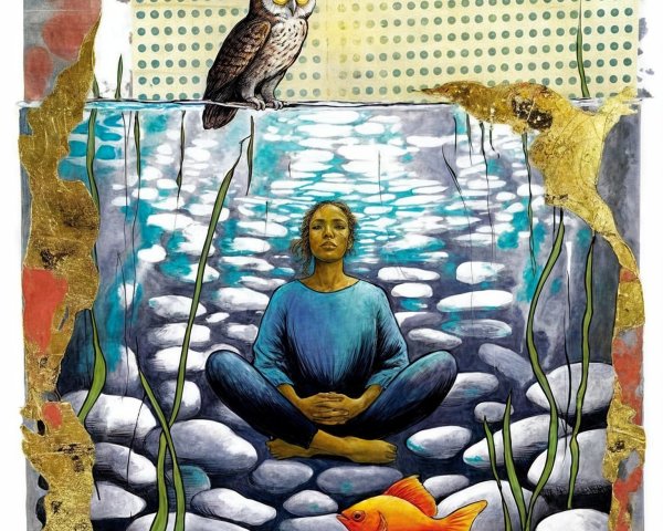 Underwater Meditation Scene with Nature Elements