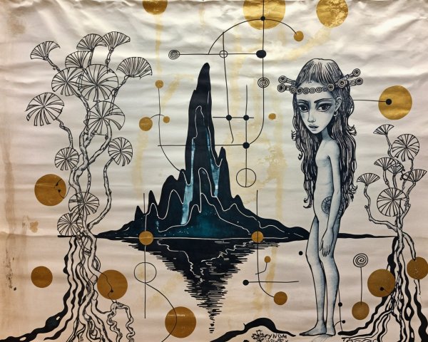 Surreal and Fantasy Scene with Serene Water and Figure