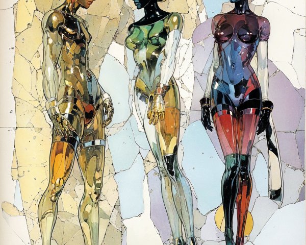 Futuristic Humanoid Figures with Transparent Designs
