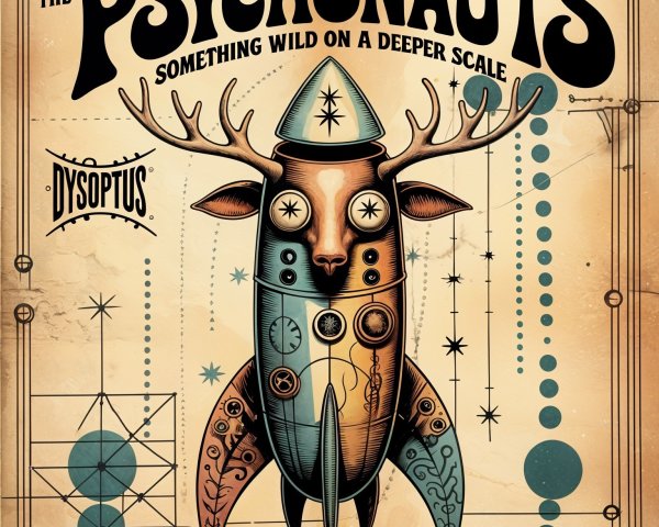 Vintage Rocket Creature Illustration with Clockwork Elements