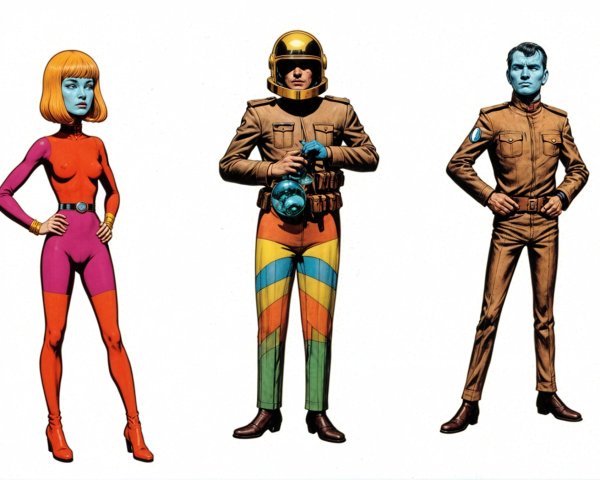 Stylized Characters in Vibrant Outfits and Colors