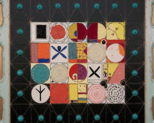 Colorful 2D Mosaic with Black Background and Frame