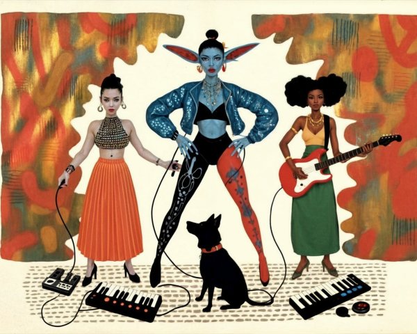 Stylish Women with Distinct Looks and Musical Elements