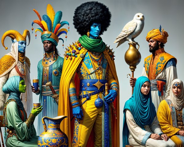 Colorful Cultural Costume Gathering with Enchanting Owl