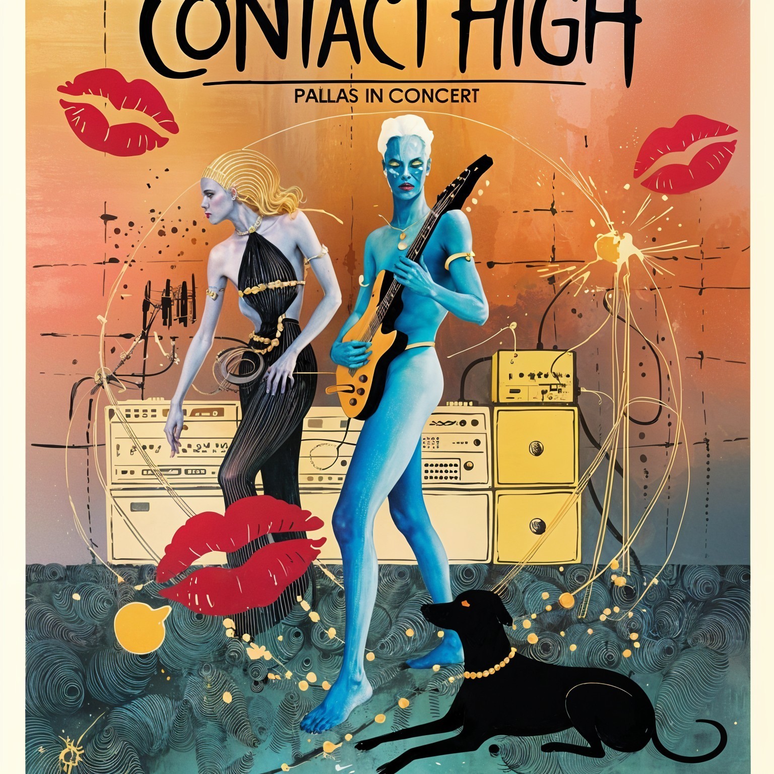 Vibrant Concert Scene with Stylized Musicians