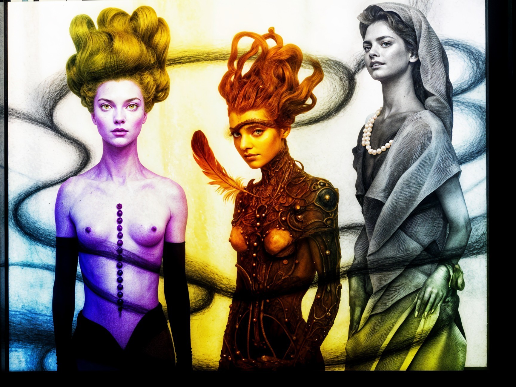 Stylized Female Figures on Colorful Backdrop