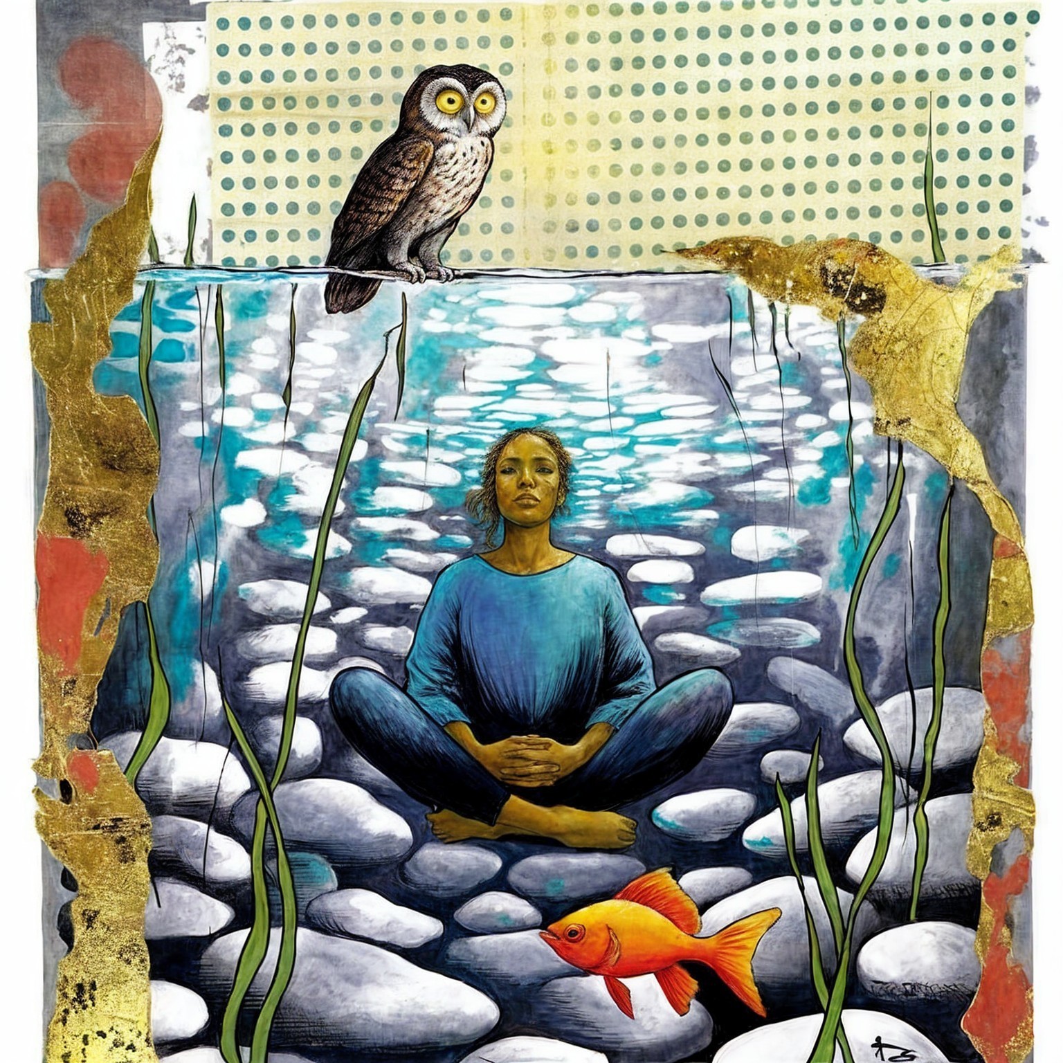 Underwater Meditation Scene with Nature Elements