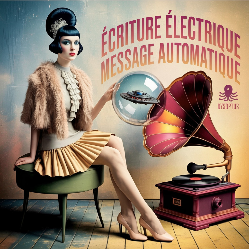 Vintage-Inspired Woman with Retro Gramophone and Text