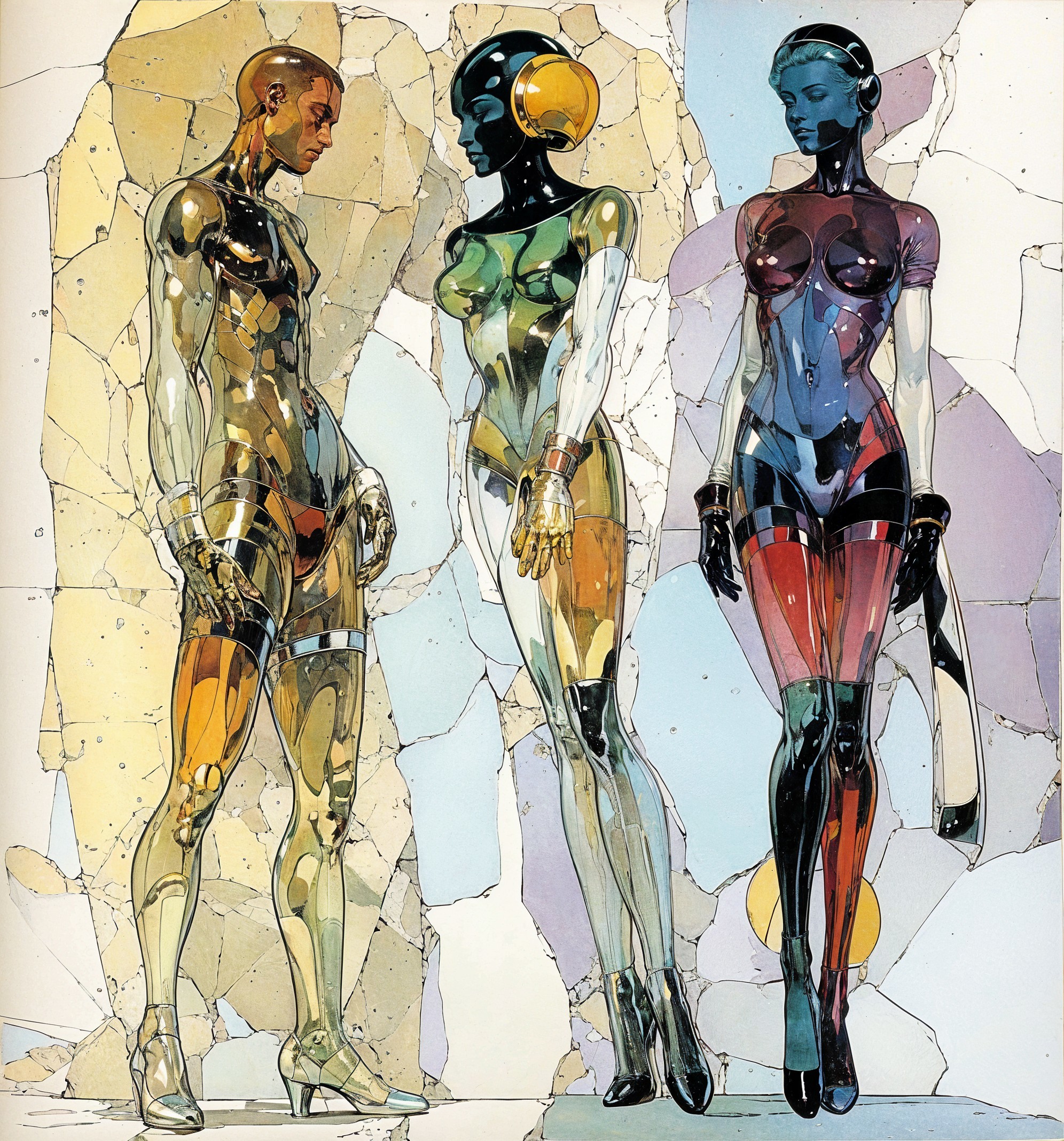 Futuristic Humanoid Figures with Transparent Designs