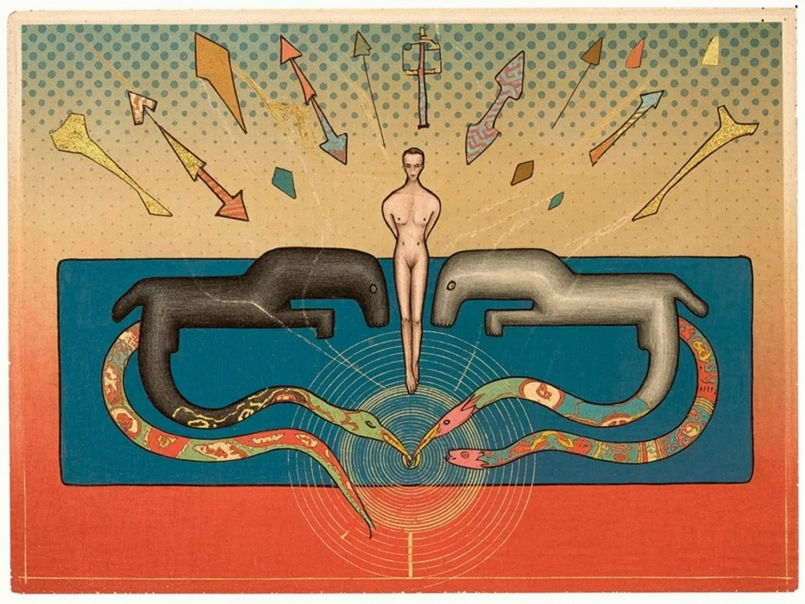 Surrealistic Composition with Nude Figure and Animals