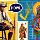 Stylish Young Man in Vintage Outfit with Colorful Art