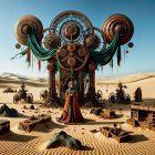 Desert Installation with Circular Patterns and Fabrics