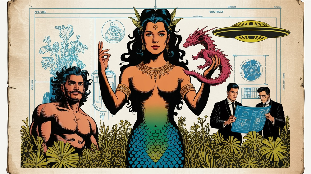 Mythical Mermaid with Dragon and Sci-Fi Elements