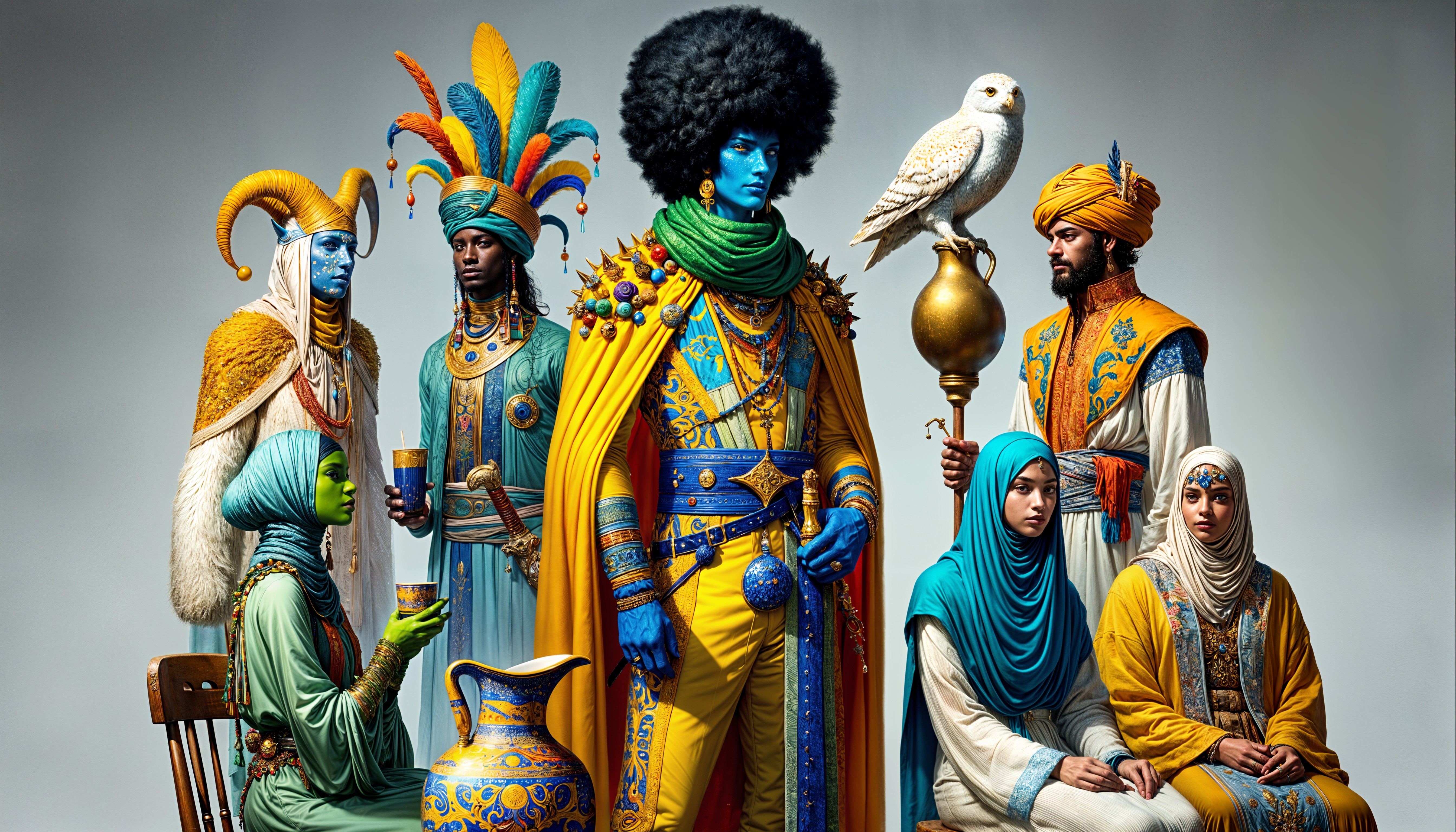 Colorful Cultural Costume Gathering with Enchanting Owl