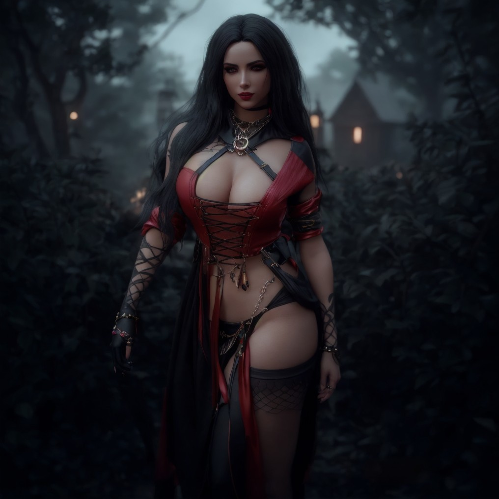 Mysterious Figure in Gothic Atmosphere and Attire