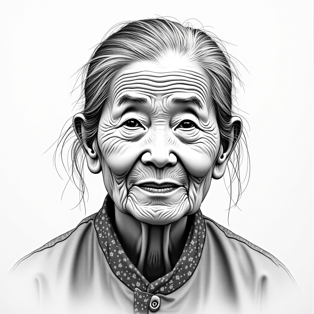 Elderly Woman with Expressive Features and Warm Smile