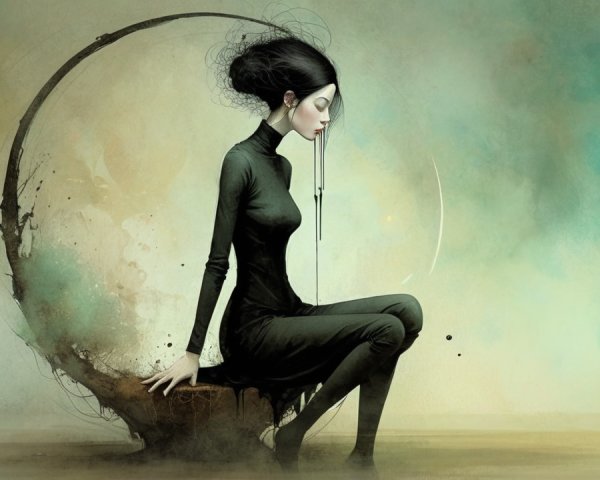 Ethereal Figure in Minimalist Dreamlike Setting