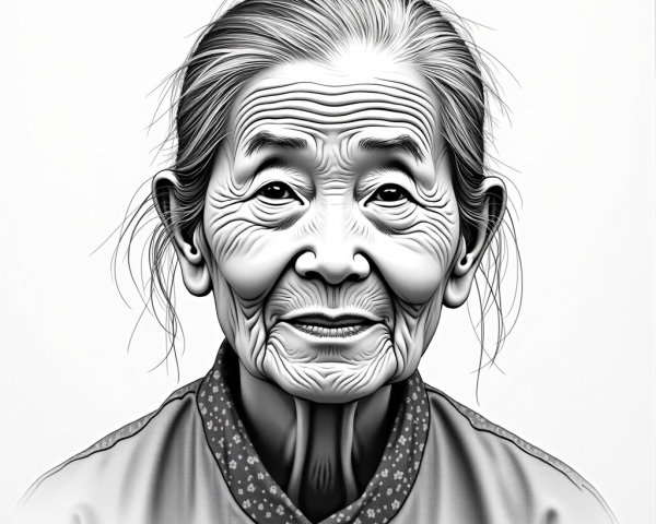 Elderly Woman with Expressive Features and Warm Smile