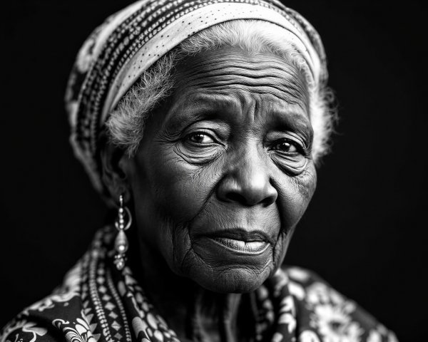 Black and White Portrait of an Elderly Woman