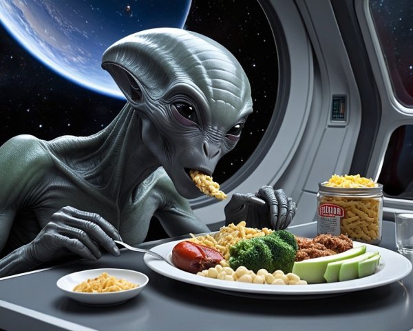 Alien Dining Experience in Spaceship with Planet View