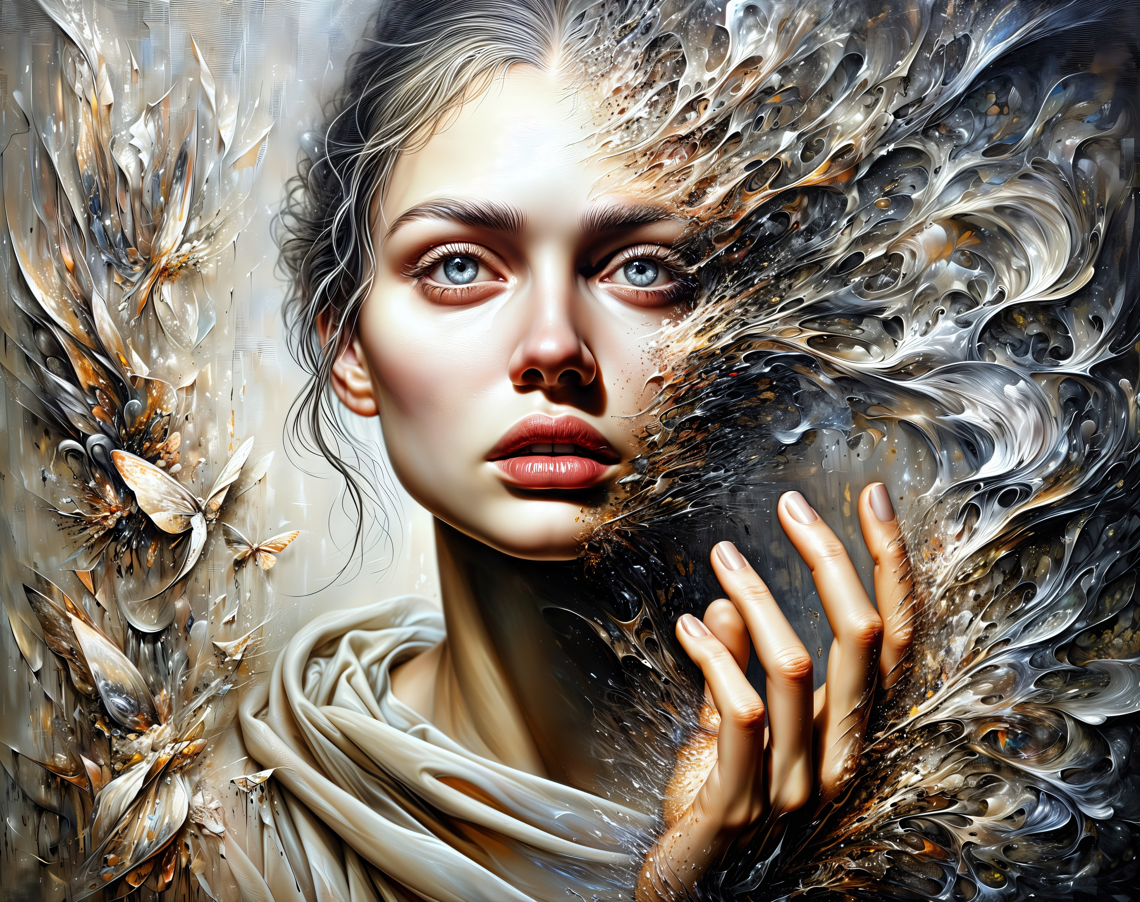 Portrait of a woman with surreal abstract elements